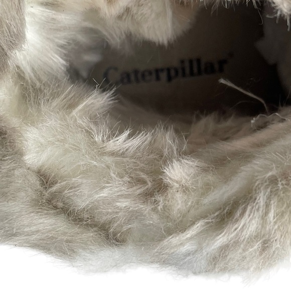 CATERPILLAR CAT BOISTEROUS FAUX FUR CAFE BROWN SUEDE WEDGE WINTER BOOTIES BOOTS - Picture 11 of 13